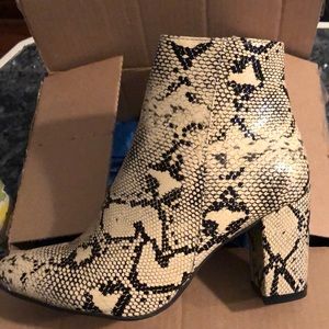 Snakeskin booties